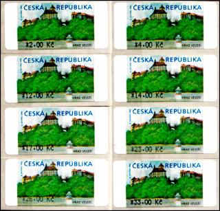 Automatové známky - Hrad Veveří s *  8 hodnot (8.1. 2001) (ČESKÁ REPUBLIKA)
