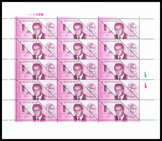 Den poštovní známky 2014 - Severín Zrubec (celý kompletní arch 15 zn. + 30 K) (SLOVENSKO)