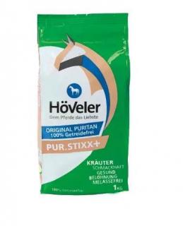 Höveler - PUR stixx +bylinky 1 kg (Höveler PUR.STIXX + BYLINKY bez obilí, melasy a umělých přísad nabízí chutnou pochoutku pro vašeho koně.)
