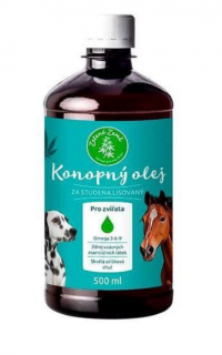 Zelená Země - Konopný olej 500 ml (Kvalitní za studena lisovaný konopný olej pro zvířata)