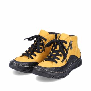 Dámská kotníková obuv 55021-68 Rieker žlutočrná Velikost: 38, Barva: gelb kombi