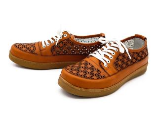 Dámská perforovaná polobotka L0452 LOOKE hnědá Velikost: 38, Barva: brown
