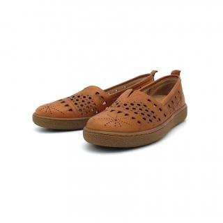 Dámské baleríny kožené 9019-1 T04 AZA hnědé Velikost: 41, Barva: camel