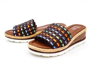 Dámské kožené pantofle 28410-05 ARA KOM hnědé, multicolor Velikost: 41, Barva: hnědá