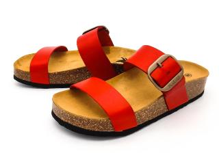 Dámské kožené pantofle 343004 VAQUETILLA ROJO Plakton červená Velikost: 41, Barva: rojo