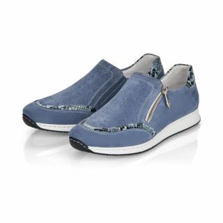 Dámské kožené polobotky 56075-10 Rieker modré Velikost: 38, Barva: blau