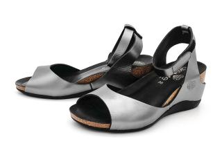 Dámské kožené sandále 416066 AZA stříbrné Velikost: 39,5, Barva: anthracite