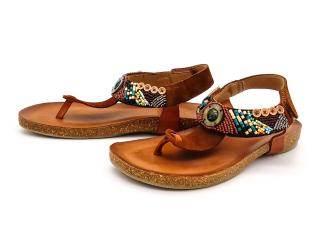 Dámské kožené sandále FI2527 PORRONET hnědé, multicolor Velikost: 40, Barva: hnědá