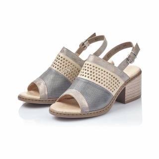 Dámské kožené sandále V0575 RIEKER multicolor Velikost: 41, Barva: grau kombi