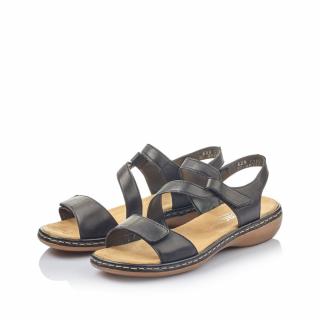 Dámské kožené sandálky 659C7-00 Rieker černá Velikost: 37, Barva: schwarz