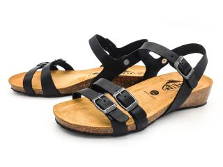 Dámské kožené sandálky 775920 VAQUETILLA NEGRO CREPELINA Plakton černá Velikost: 38, Barva: crepelina