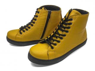 Kožené kotníkové boty se zipem L0078-44 Looke žlutá Velikost: 37, Barva: žlutá
