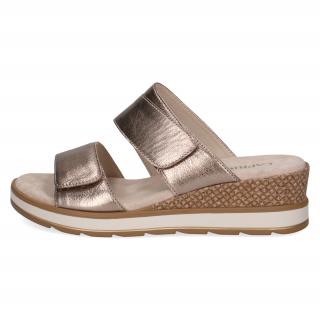 Kožené pantofle 9-27250-42-341 Caprice bronzové Velikost: 41, Barva: taupe metallic