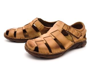 Pánské kožené sandále S-36 hnědá QUO VADIS Velikost: 42, Barva: hnědá