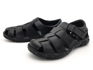Pánské kožené sandály S-36 černá QUO VADIS Velikost: 41, Barva: černá