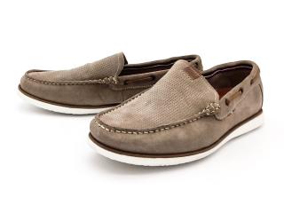 Pánské perforované mokasíny 727247-MM-362 -RO6 QUO VADIS šedé Velikost: 41, Barva: beige