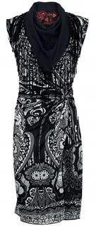 Černé vzorované šaty s třásněmi Desigual Velikost: S, Barva: Černá