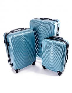 Cestovní kufr RGL 663 modrý metalický - Set 3v1  92l, 68l, 33l