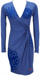Modré šaty Desigual-semišový vzor Velikost: M, Barva: Modrá