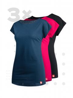 Triplepack dámských triček ALTA - malina, černá, navy Velikost: S/38