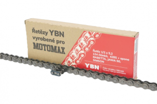Řetěz 1/2 x 5,2 - 124 článků, YBN-MOTOMAX 428S + spona, BABETTA, JAWA 50, SIMSON  *M