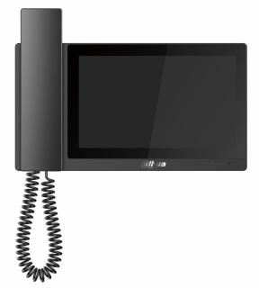 Bytový monitor IP, dotykový 7" 1024x600, 12VDC/PoE 802.3af, paměť, alarm porty, černý, CZ menu