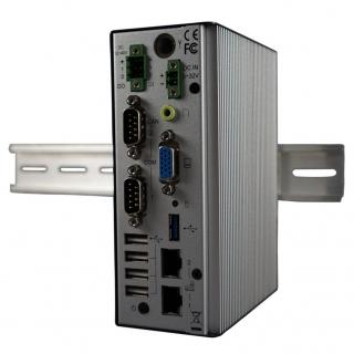 DIN-rail PC, Celeron N3160 4x 2,4GHz,4GB DDR3L, 2xLAN, 4xUSB, 2xCOM, 2xGPIO, VGA, audio, fanless, TDP 6W