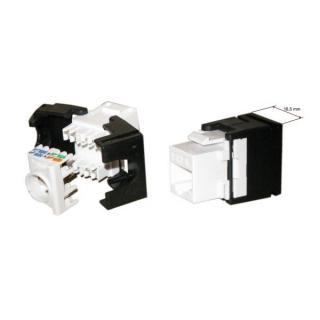 Keystone jack RJ45, CAT6, UTP, zaklapávací, bílo-černý