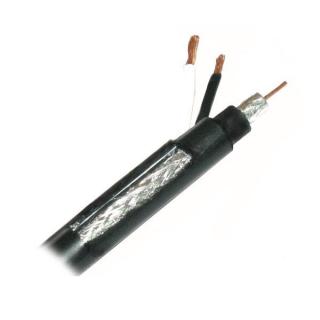 Koaxiální kabel kombinovaný xl-RG 59B (75 Ohm) 0.81mm + 2x 1mm2 vodič, 1m, balení 200m, PE černý