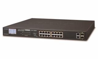 OPRAVENÉ - FGSW-1822VHP PoE switch, 16x100,2x1000-TP/SFP, LCD, VLAN, IEEE 802.3at