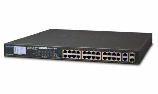Planet FGSW-2622VHP PoE switch, 24x100,2x1000-TP/SFP, LCD, VLAN, IEEE 802.3at