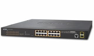 PLANET GS-4210-16P2S PoE switch L2/L4, 16x 1000Base-T, 2x SFP, Web/SNMPv3, VLAN,ext 10Mb/s, 802.3at-220W