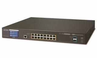 Planet GS-5220-16P2XV, Smart PoE switch 16x TP Gigabit, 2x SFP+ 10Gbase-X,Web/LCD+ONVIF, 802.3at-220W