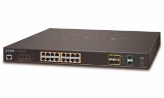 Planet GS-5220-16UP4S2XR, Smart Ultra PoE switch 16x TP,4x SFP, 2x SFP+ 10Gbase-X,ONVIF, 802.3bt-400W,AC+DC