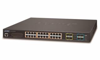 Planet GS-5220-24PL4X, Smart PoE switch Gigabit 24x TP,4x SFP, 4x SFP+ 10Gbase-X,Web+ONVIF, 802.3at-600W