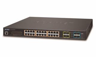 Planet GS-5220-24PL4XR,Smart PoE switch Gigabit 24x TP,4xSFP, 4xSFP+10Gbase-X,Web+ONVIF, 802.3at-600W,AC+DC