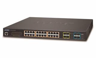 Planet GS-5220-24UPL4XR, Smart Ultra PoE switch 24x TP,4x SFP, 4x SFP+ 10G, Web/ONVIF, 802.3bt-600W,AC+DC