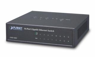 PLANET GSD-1603 switch 16x 10/100/1000, IEEE 802.3az, kov, fanless