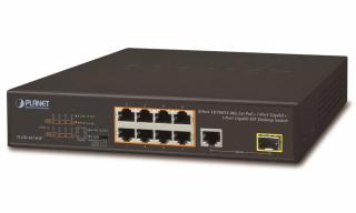 Planet Planet FGSD-1011HP PoE switch, 8x 10/100 PoE, 1x TP + 1x SFP 1000Base-X, extend mód 10Mb, ESD, 802.3at 120W