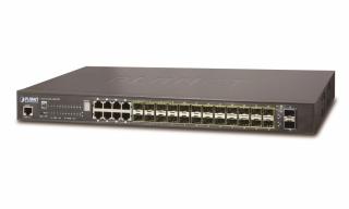 Planet SGS-5220-24S2XR L2/L3 switch 24x SFP, 2x 10Gbit SFP+, 8x TP, stohování 10Gb, Web/SNMP,IGMP,DDM,AC+DC