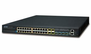 Planet SGS-6341-24P4X L3 PoE switch 24x 1000Base-T,4x 1Gb SFP, 4x 10Gb SFP+, Web/SNMP,L3, ACL,IP stack, 802.3at 370W