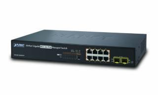 Planet WGSD-10020HP PoE switch 8x1000+2x 100/1000 SFP, Web/SNMP, L3, QoS, ACL, IGMPv3, scheduler,IPv6,150W