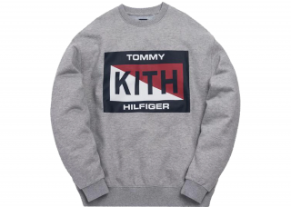 Kith x Tommy Hilfiger Slash Logo Crewneck Grey Velikost: L