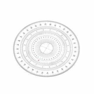 Japonský kruhový úhloměr DRAPAS z čirého akrylátu 360° - průměr 150 mm