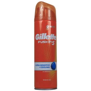 GILLETTE Fusion 5 Ultra Sensitive + Cooling gel na holení 200 ml