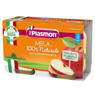 PLASMON Příkrm ovocný jablko 2x104 g, 4m+