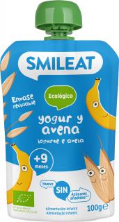 SMILEAT Organic Jogurtová kapsička s ovesnými vločkami 100 g, 9m+