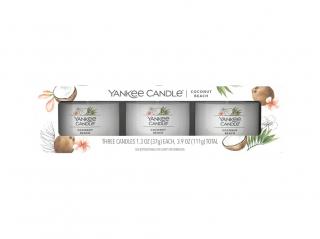 Yankee Candle Coconut Beach votivní svíčky ve skle 3 x 37 g