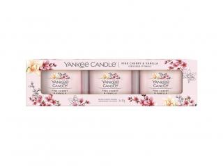 Yankee Candle Pink Cherry & Vanilla votivní svíčky ve skle 3 x 37 g