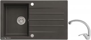 Alveus SET dřez Cortina 130 - 91 black + baterie Grandia - chrom